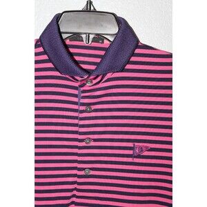 GREYSON Men's MEDIUM White Bear Yacht Club S/S Stretch Polo Shirt Pink Blue